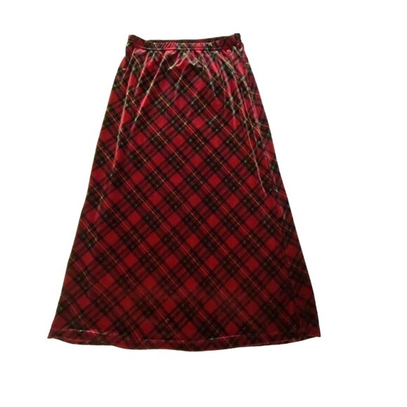 HANDMADE Velvet Lace Trim Top & COLDWATER CREEK Plaid Skirt Set Scottish Holiday - Picture 8 of 14